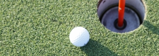 ゴルフボールとカップの画像